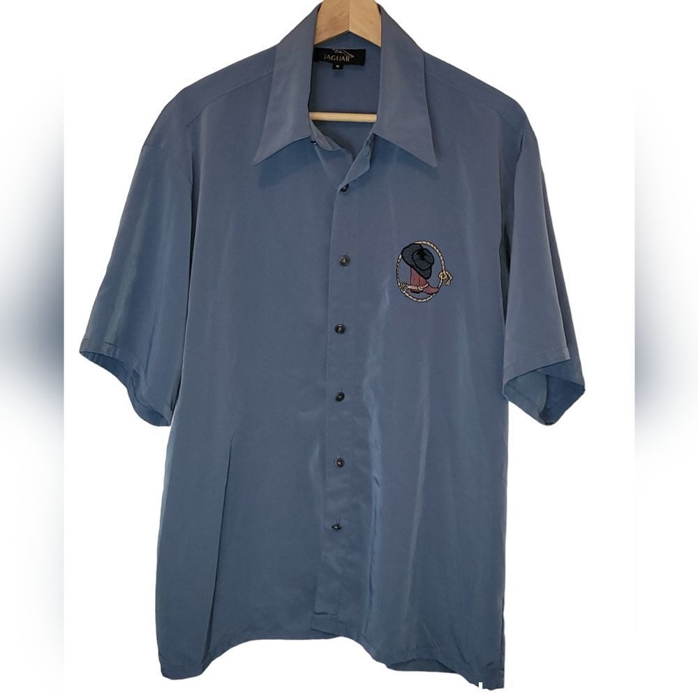 Jaguar Men's Button Down Cowboy Embroidered Shirt Size Small
